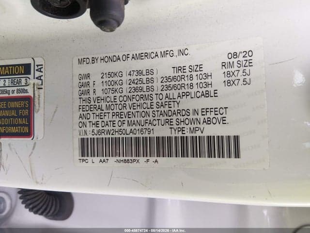 2020 HONDA CR-V AWD EX 9