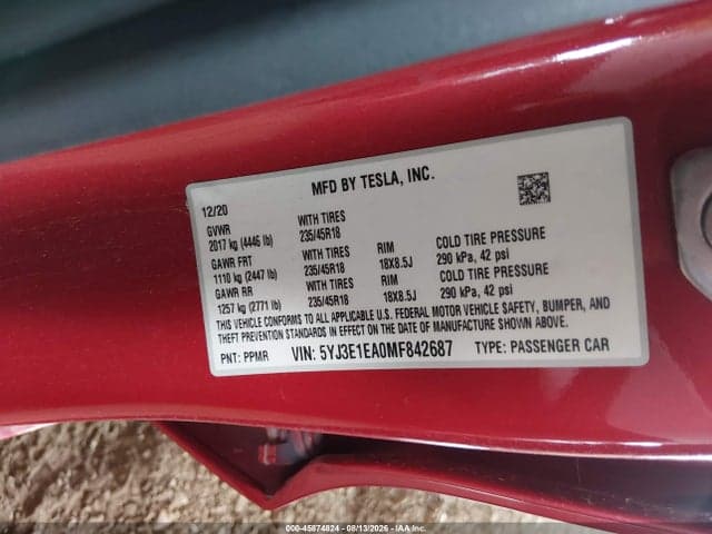 2021 TESLA MODEL 3 STANDARD RANGE PLUS REAR-WHEEL DRIVE 9