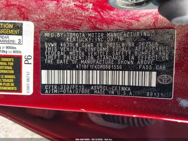 2017 TOYOTA CAMRY LE 9