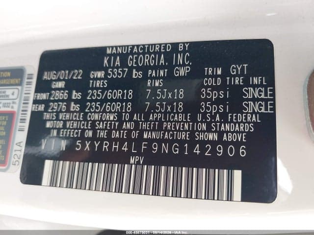 2022 KIA SORENTO EX 9
