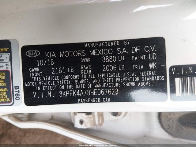 2017 KIA FORTE LX 9