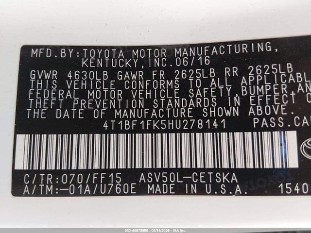 2017 TOYOTA CAMRY SE 9