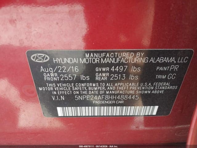 2017 HYUNDAI SONATA 9