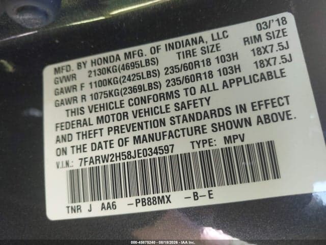 2018 HONDA CR-V EX 9
