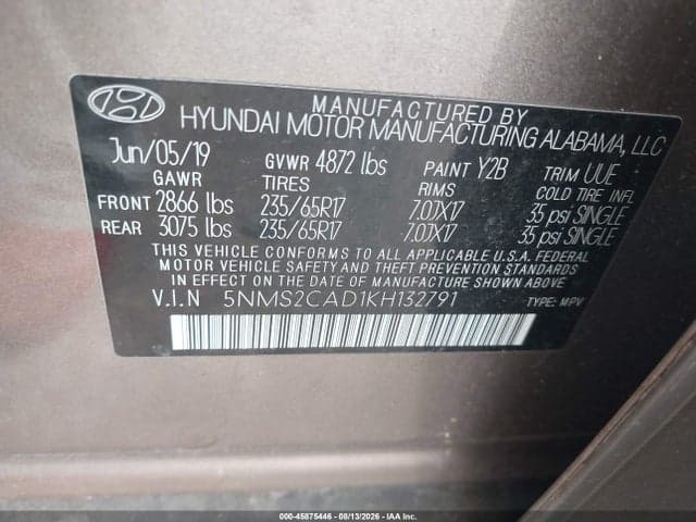 2019 HYUNDAI SANTA FE SE 9