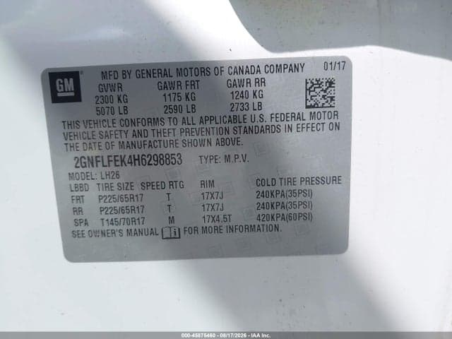 2017 CHEVROLET EQUINOX LT 9