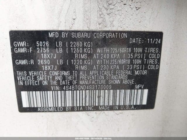 2025 SUBARU OUTBACK LIMITED XT 9
