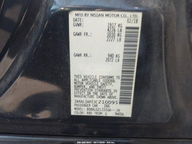 2018 NISSAN ALTIMA 2.5 S 9