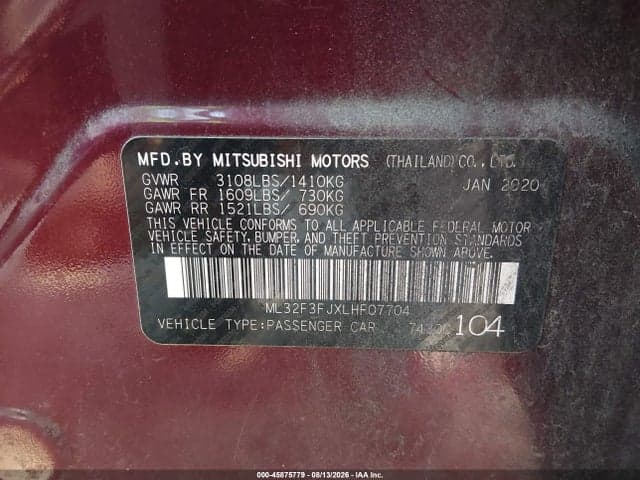 2020 MITSUBISHI MIRAGE G4 ES 9