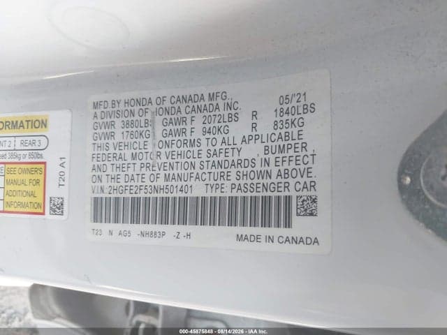 2022 HONDA CIVIC SPORT 9
