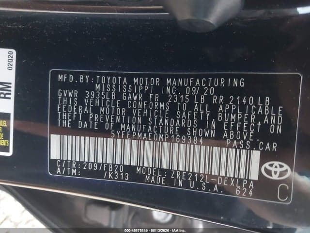 2021 TOYOTA COROLLA LE 9
