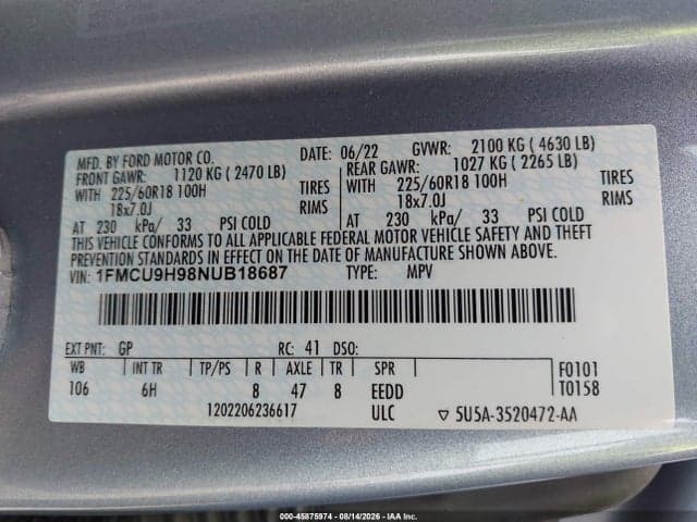 2022 FORD ESCAPE SEL 9