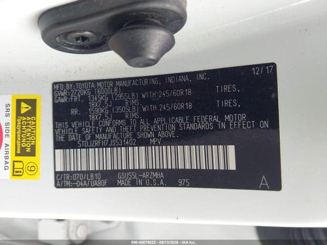 2018 TOYOTA HIGHLANDER XLE 9