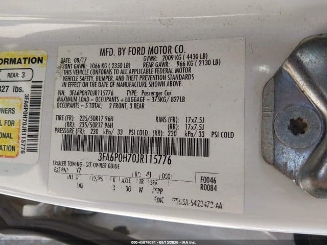 2018 FORD FUSION SE 9