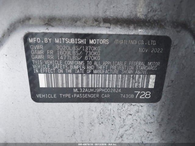 2023 MITSUBISHI MIRAGE ES/LE 9