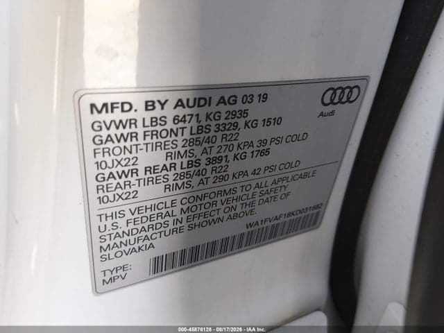 2019 AUDI Q8 55 PREMIUM 9