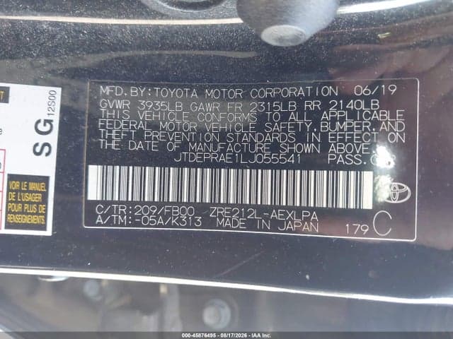 2020 TOYOTA COROLLA LE 9