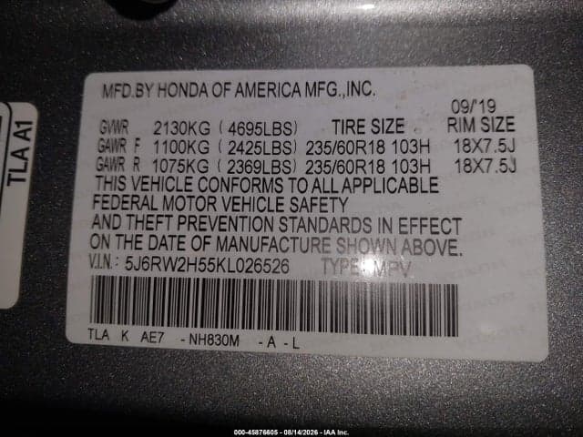 2019 HONDA CR-V EX 9