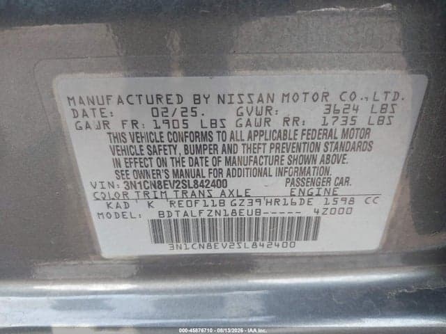 2025 NISSAN VERSA 1.6 SV 9