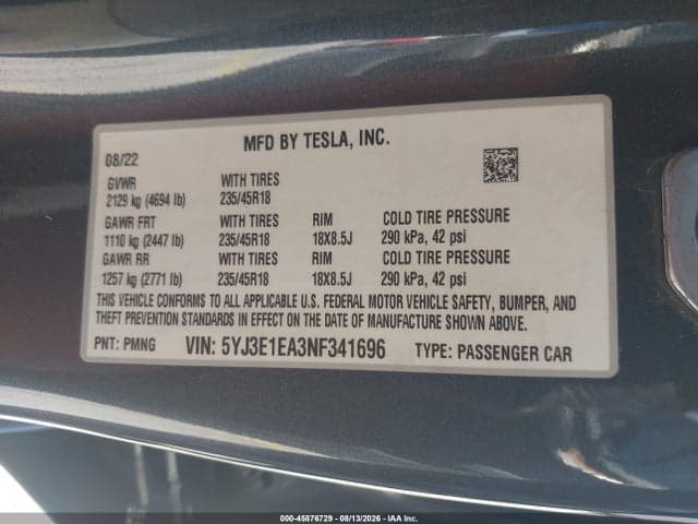 2022 TESLA MODEL 3 REAR-WHEEL DRIVE 9