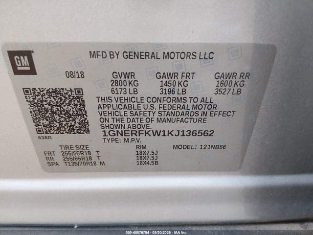 2019 CHEVROLET TRAVERSE LS 9