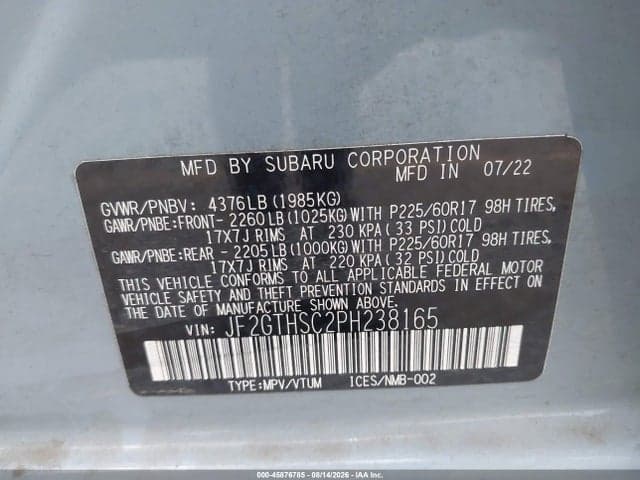 2023 SUBARU CROSSTREK SPORT 9