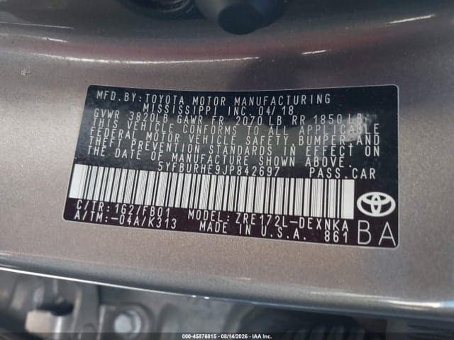 2018 TOYOTA COROLLA LE 9
