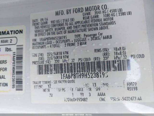 2017 FORD MUSTANG ECOBOOST 9