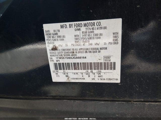 2018 FORD EXPLORER XLT 9