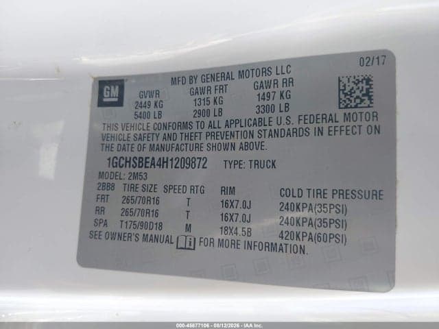 2017 CHEVROLET COLORADO 2WD WT 9