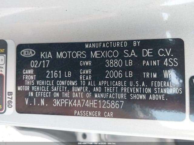 2017 KIA FORTE LX 9