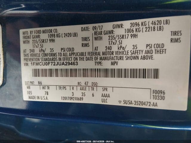 2018 FORD ESCAPE S 9
