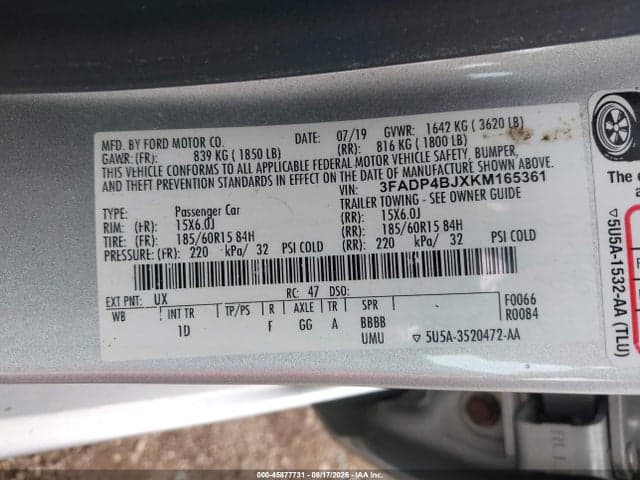 2019 FORD FIESTA SE 9