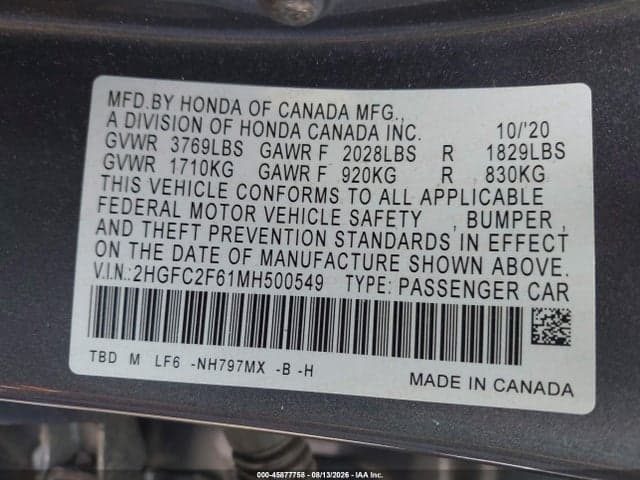 2021 HONDA CIVIC LX 9