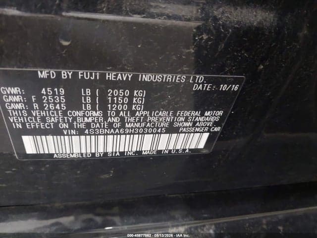 2017 SUBARU LEGACY 2.5I 9