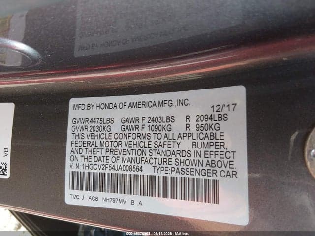 2018 HONDA ACCORD EX-L 2.0T 9