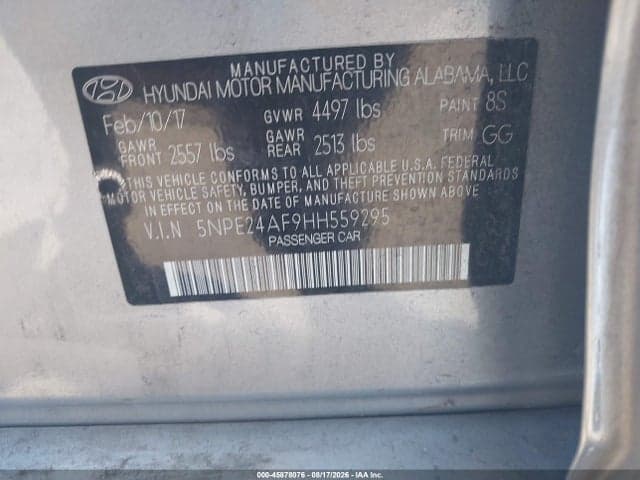 2017 HYUNDAI SONATA 9