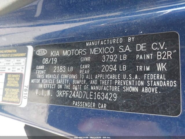 2020 KIA FORTE LXS 9