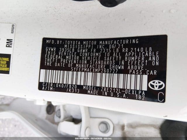 2021 TOYOTA COROLLA LE 9