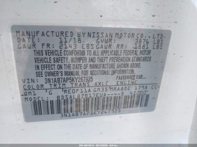 2019 NISSAN SENTRA S 9