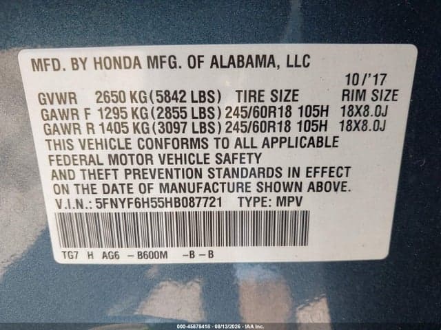 2017 HONDA PILOT EX-L 9
