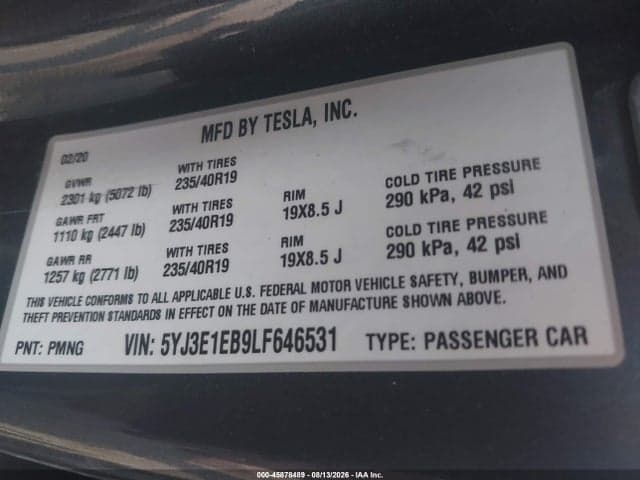 2020 TESLA MODEL 3 LONG RANGE DUAL MOTOR ALL-WHEEL DRIVE 9