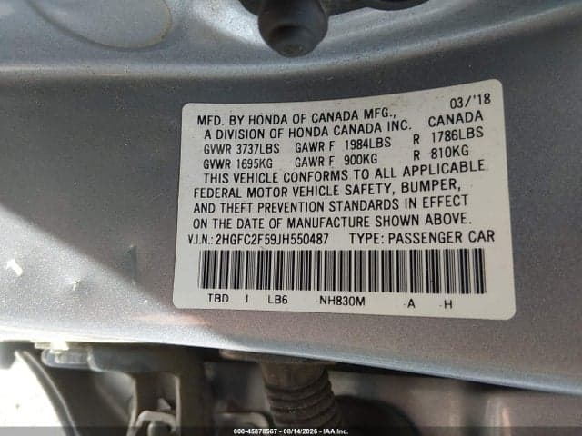 2018 HONDA CIVIC LX 9