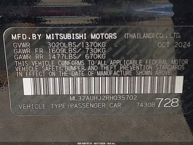 2024 MITSUBISHI MIRAGE ES/LE 9