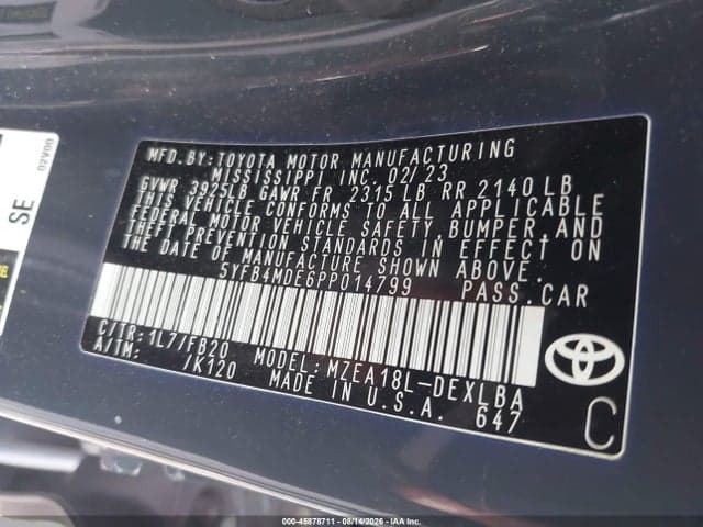 2023 TOYOTA COROLLA LE 9