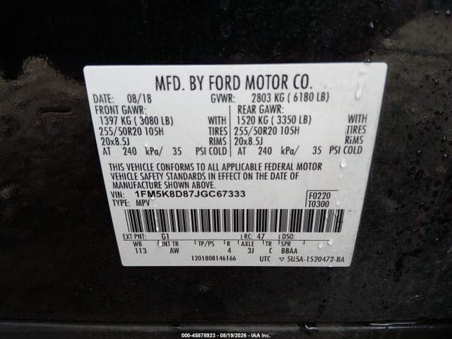 2018 FORD EXPLORER XLT 9