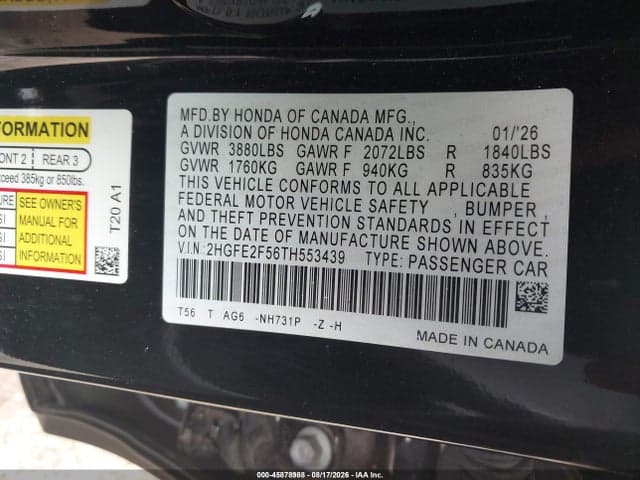2026 HONDA CIVIC SPORT 9