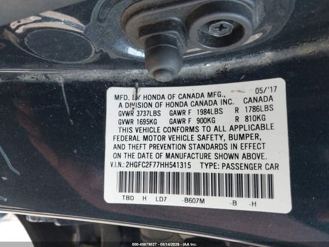 2017 HONDA CIVIC EX 9