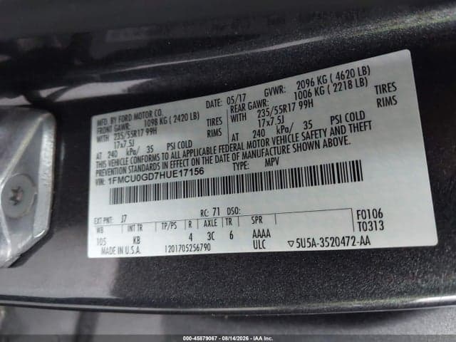 2017 FORD ESCAPE SE 9