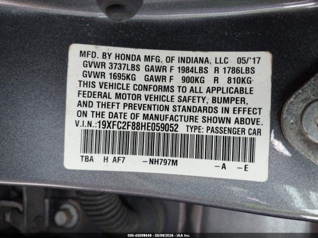 2017 HONDA CIVIC EX 9